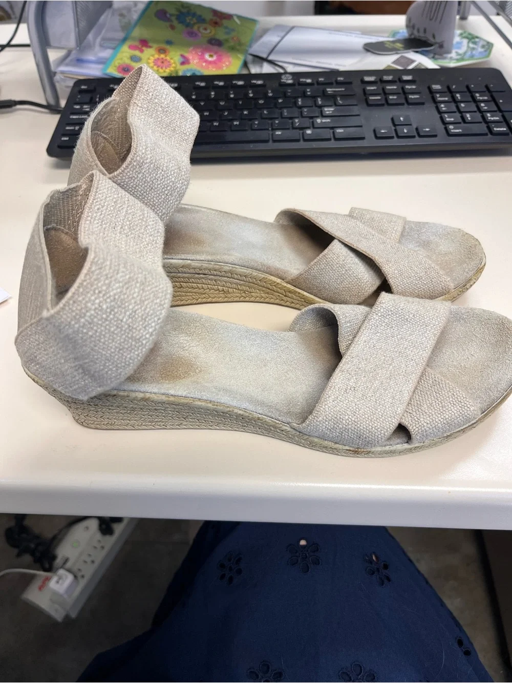 CHARLESTON SHOE CO. Canon linen Espadrille Wedge Sandals size 10